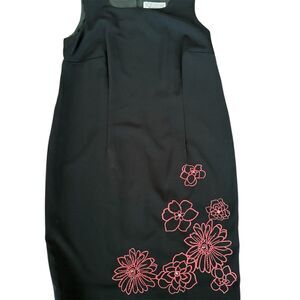 Jessica Howard Women's‎ Floral Embroidered Sheath Dress Black Size 16P